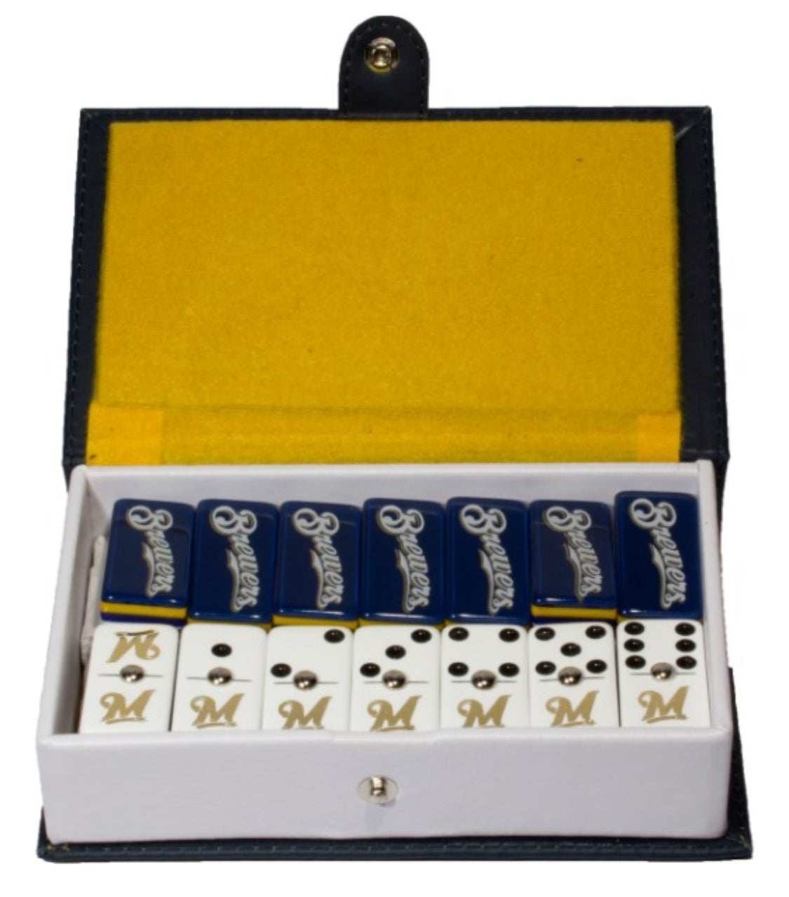 Dominoes Set Milwaukee Brewers in Faux Leather Case Domino