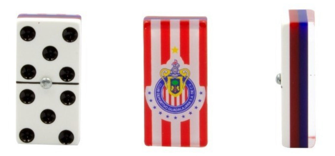 Dominoes Casino Set Chivas Guadalajara Faux Leather Case Cubilete Poker Domino