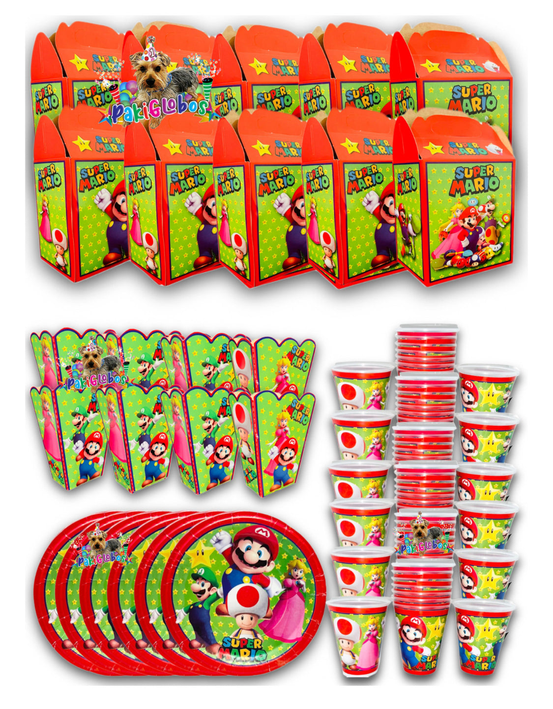 10 Guests Invitados Party Kit Vasos, Platos, Dulceros y Mas!