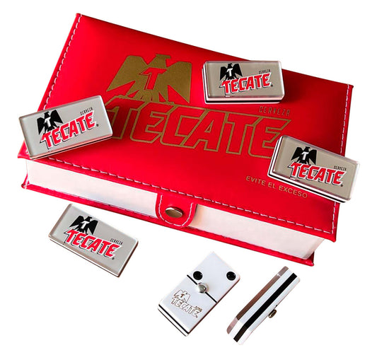 Dominoes Set Cerveza Tecate + Carta Blanca Domino + Cubilete Dice Set
