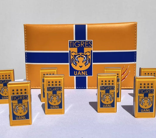 Dominoes Set Club Tigres UANL in Faux Leather Box. Domino