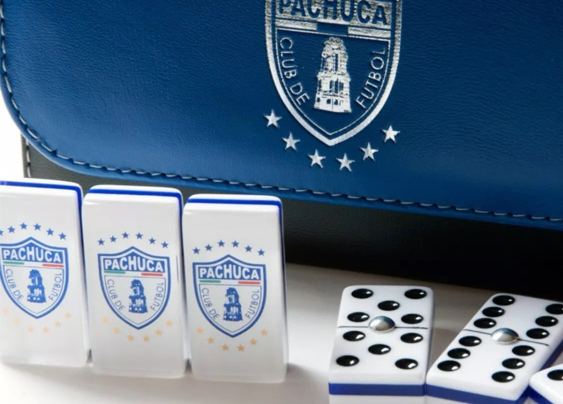 Dominoes Set Tuzos De Pachuca in Beautiful Faux Leather Box Domino