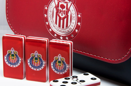 Dominoes Set Chivas De Guadalajara in Faux Leather Case Domino