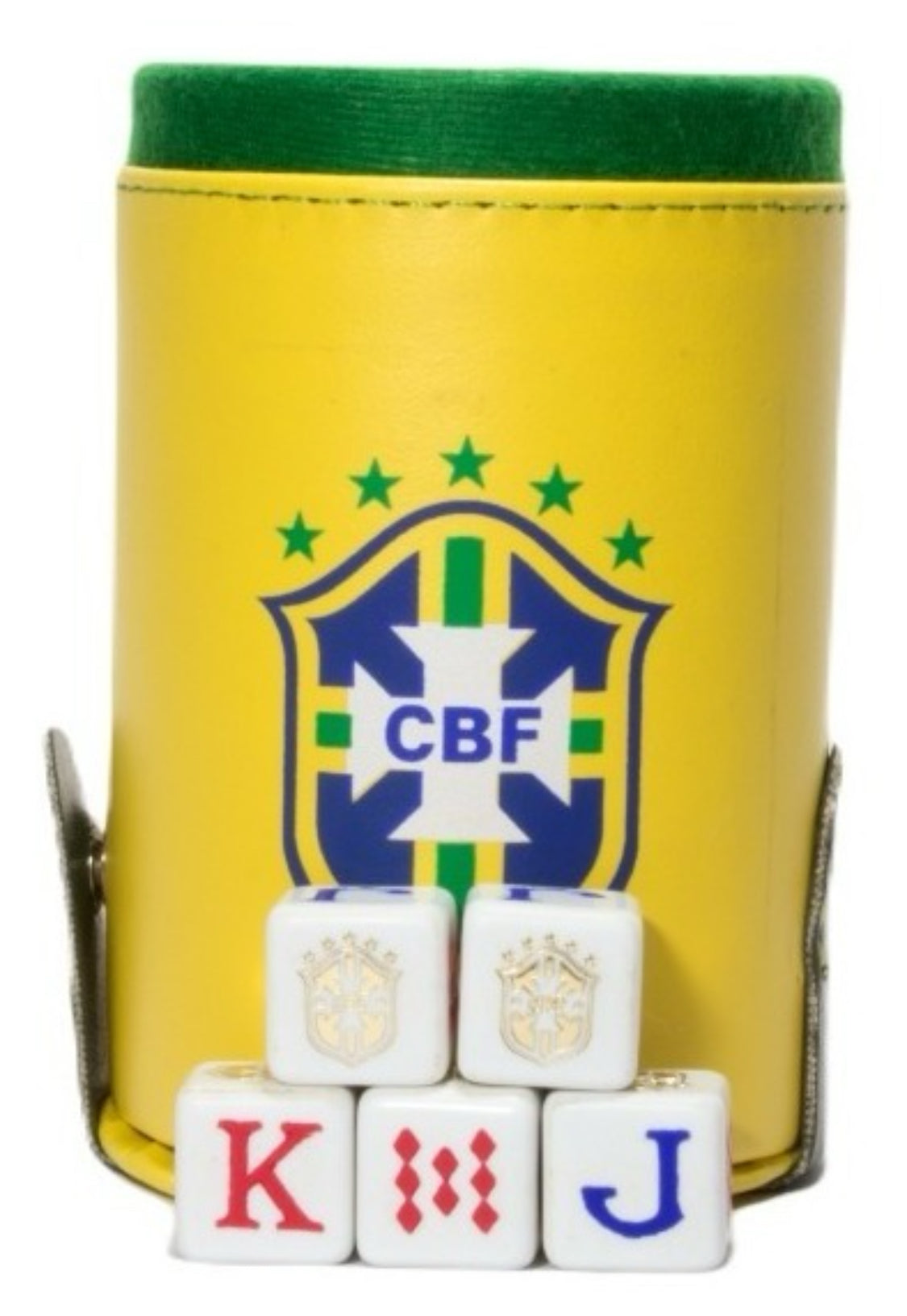 Dominoes Set Cubilete Brazilian Football Confederation Faux Leather Case Domino