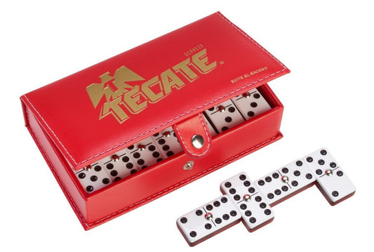 Dominoes Set Cerveza Tecate in Faux Leather Case Domino