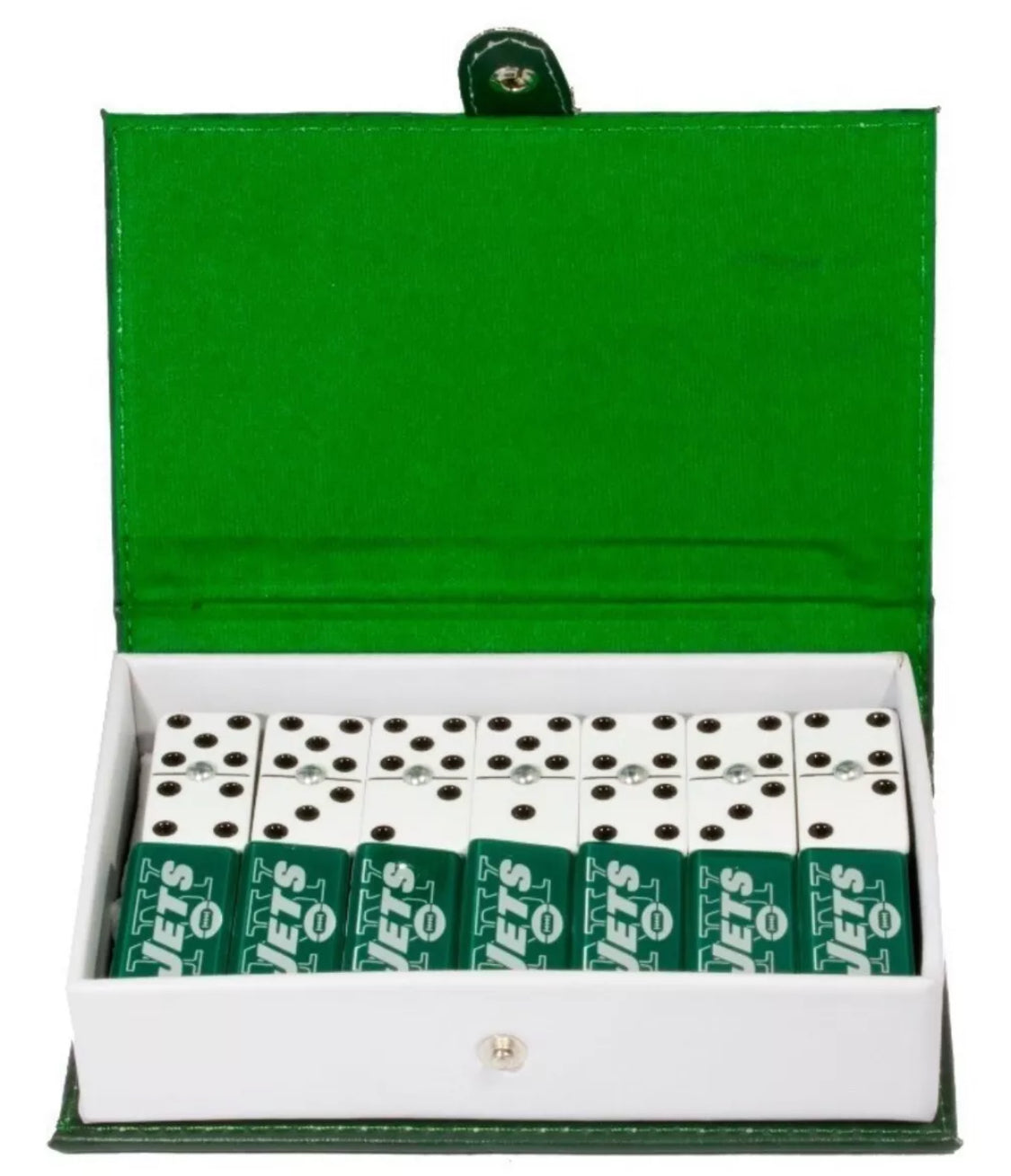 Dominoes Set New York Jets in Faux Leather Case Domino