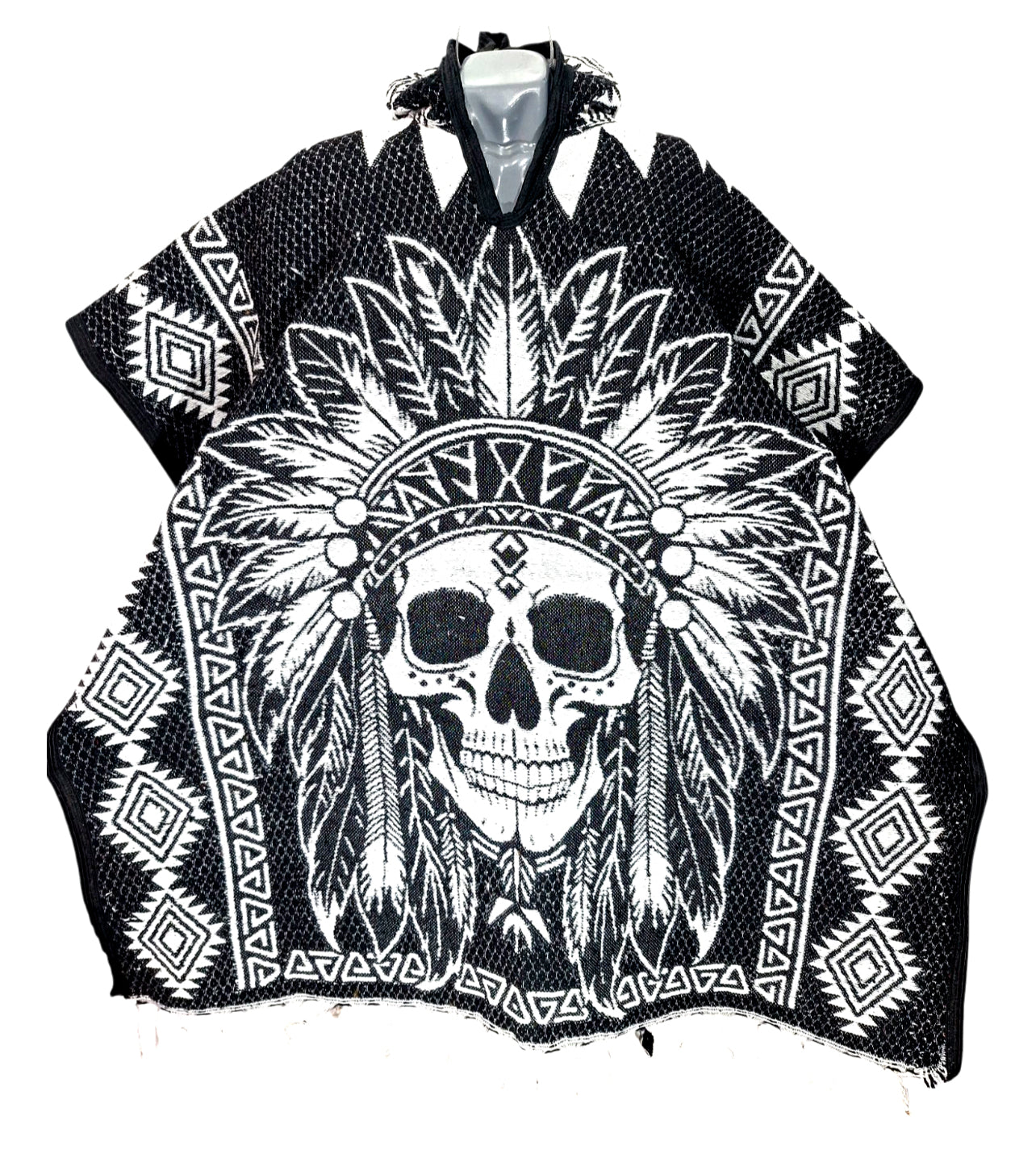 Wild West Jorongo Poncho American Artesanal Winter Indian Skull Native
