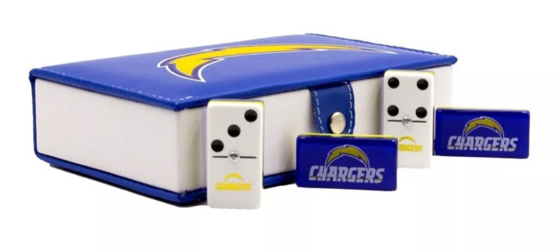 Dominoes Set Los Angeles Chargers in Faux Leather Box