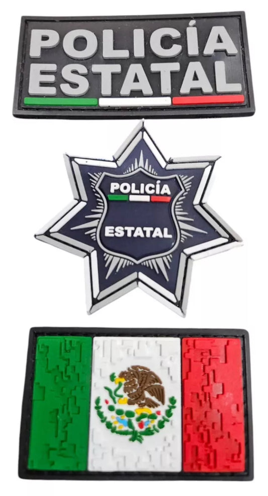3D PVC Policía Estatal Kit Tactical Military Patch Hook & Loop Patch Mexico
