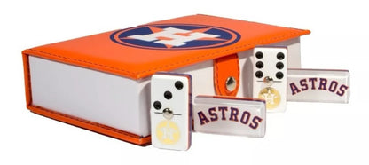 Professional Dominoes Set Houston Astros in Faux Leather Box Space City