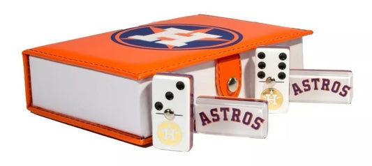 Professional Dominoes Set Houston Astros in Faux Leather Box Space City