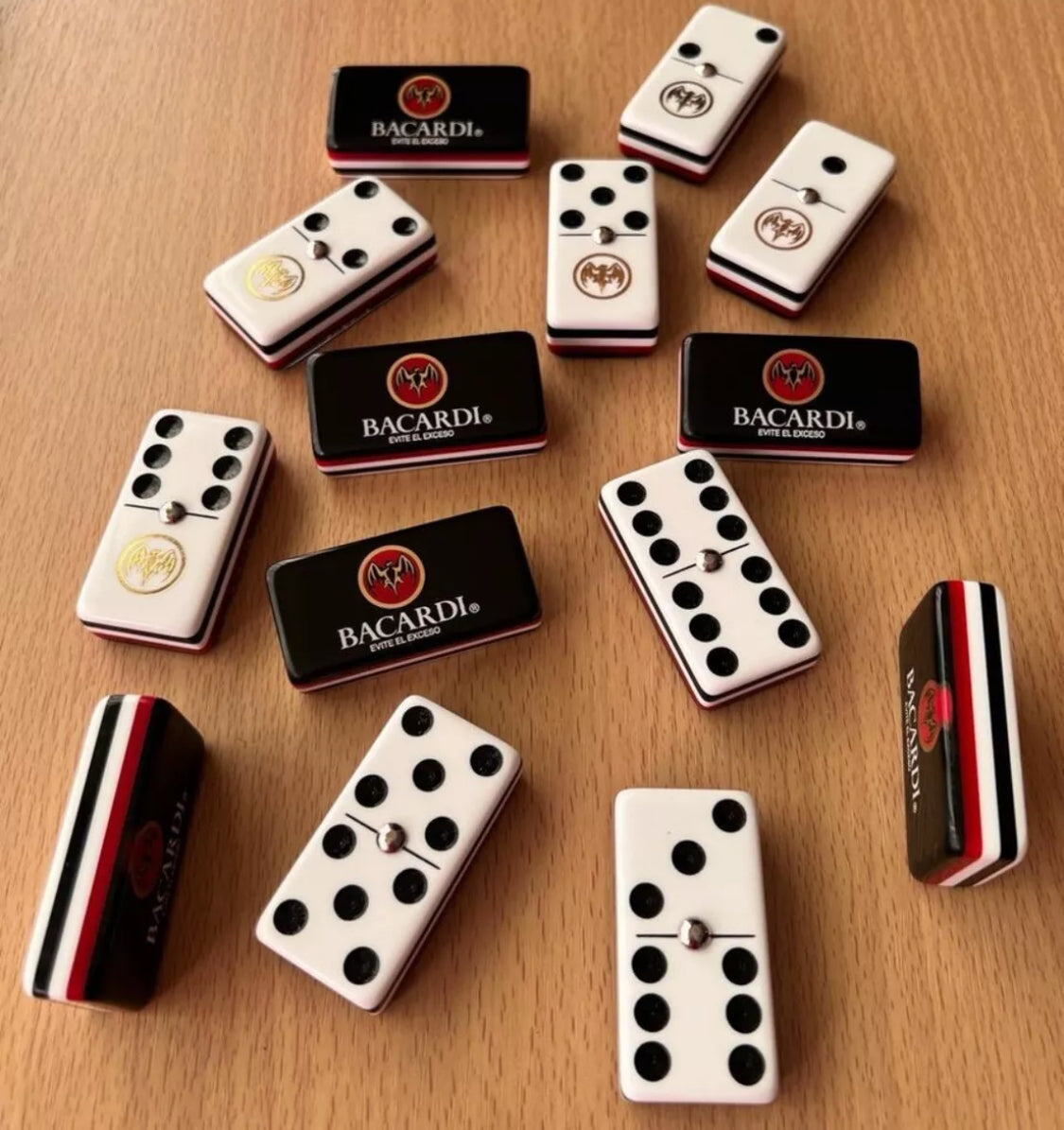 Dominoes Set Bacardi in Faux Leather Case Domino.