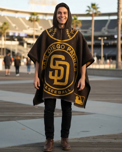 San Diego Padres Jorongo Sarape Hoodie Artesanal  Mexican Poncho