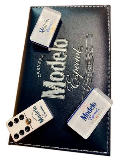 Dominoes Set Cerveza Modelo Especial In Faux Leather Case Domino