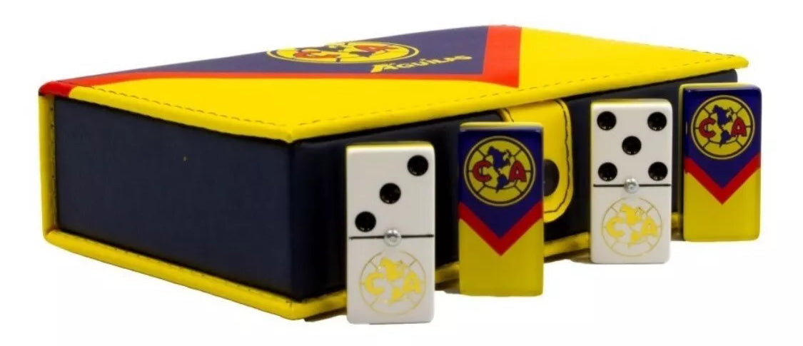 Dominoes Set Aguilas Del America: Domino In Faux Leather Case.