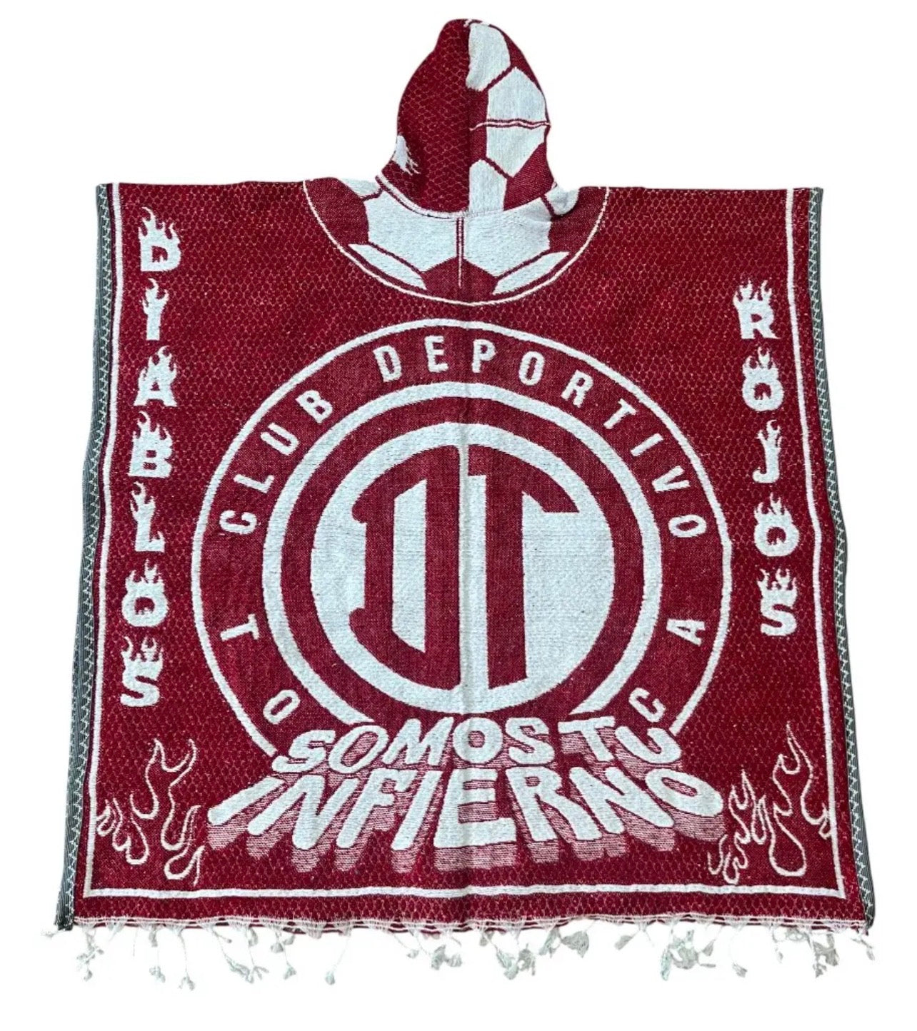 Diablos Rojos Toluca Jorongo Sarape Mexican Poncho Artesanal Winter Hoodie Thicker