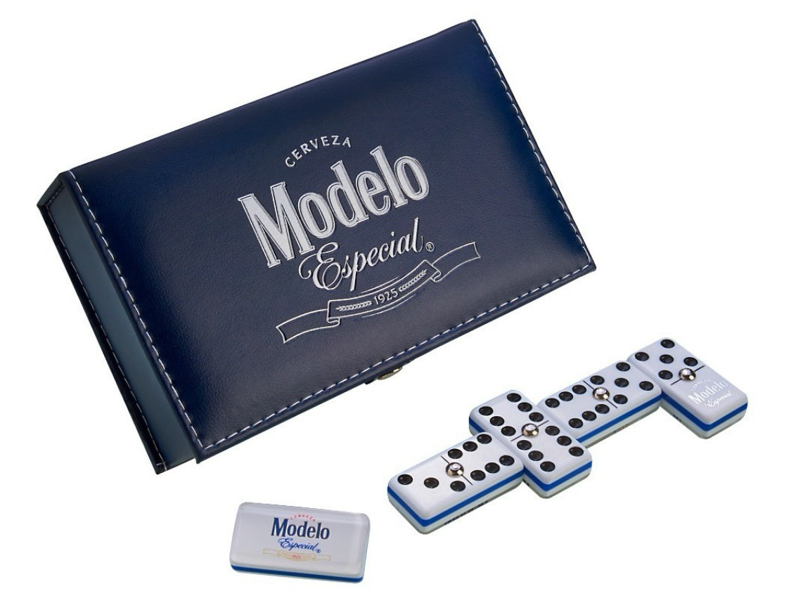 Dominoes Set Cerveza Modelo Especial In Faux Leather Case Domino