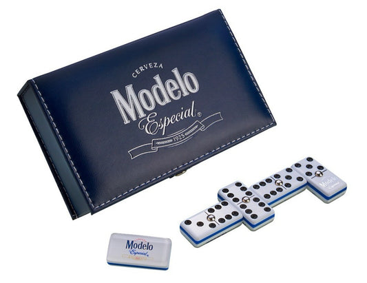 Dominoes Set Cerveza Modelo Especial In Faux Leather Case Domino