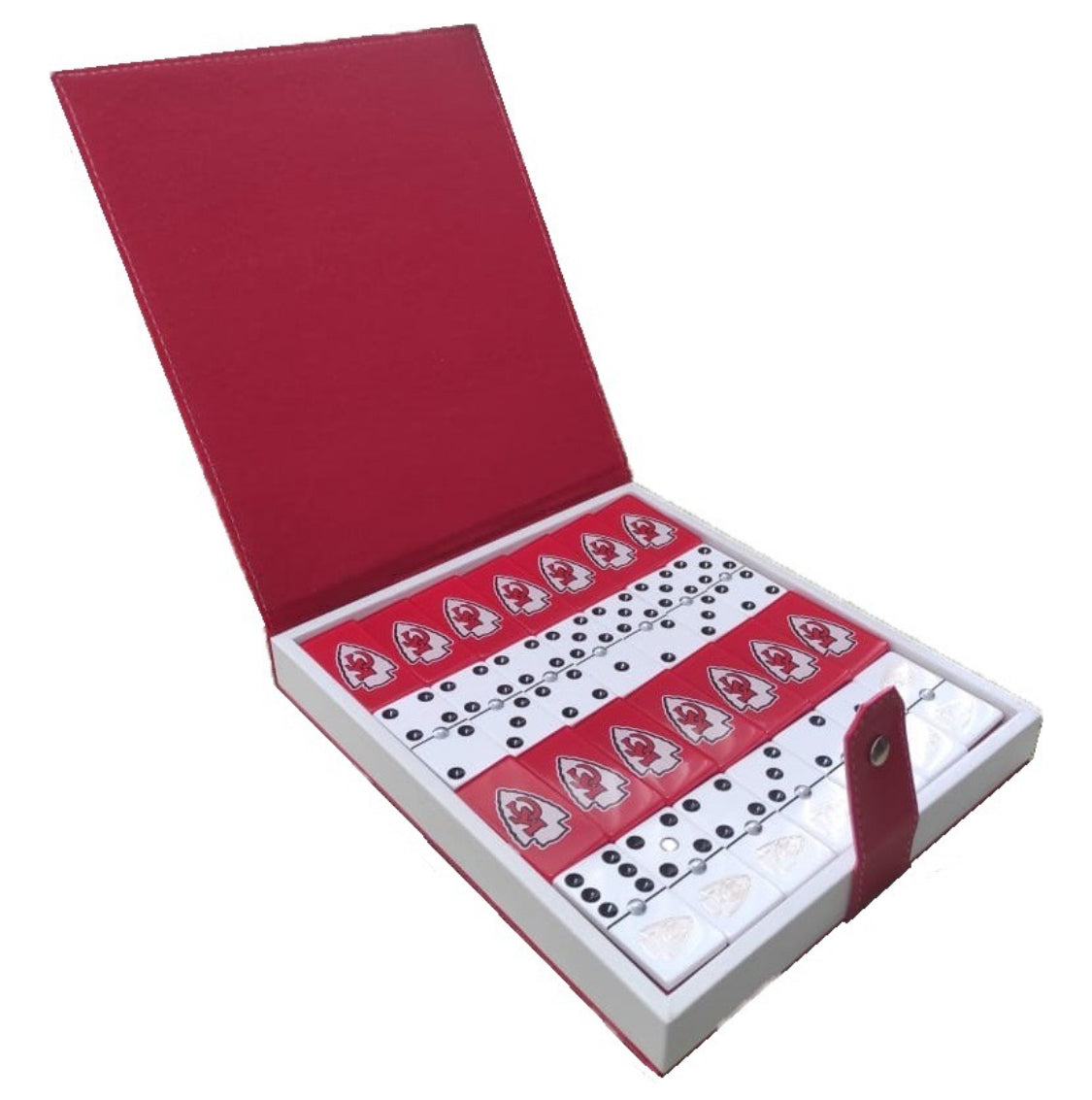 Dominoes Set Kansas City Chiefs With Faux Leather Case Domino