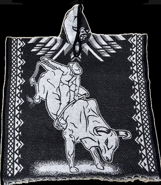 Rodeo Jorongo Poncho American Sarape Artesanal Winter Bull Cowboy