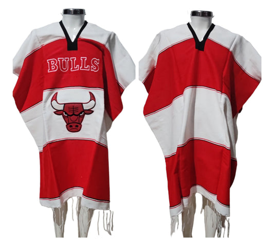 Chicago Bulls Jorongo Sarape Mexican Poncho Artesanal Winter