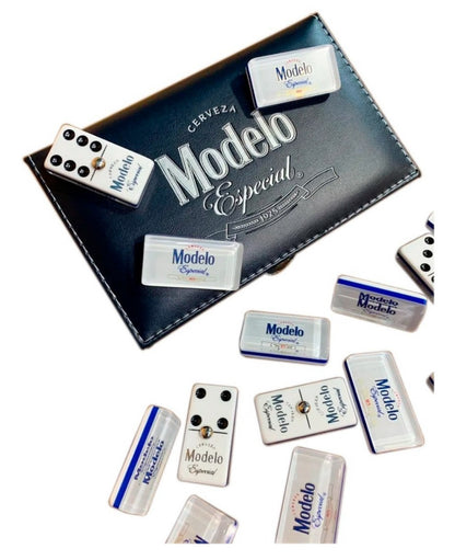 Dominoes Set Cerveza Modelo Especial In Faux Leather Case Domino