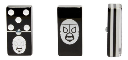 Dominoes Set Lucha Libre Hijo Del Santo México in Faux Leather Case Domino