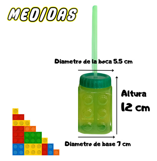 Birthday Party Cup Block Vaso Dulcero Candy Favor Goodie 10Pcs. Random Colors.