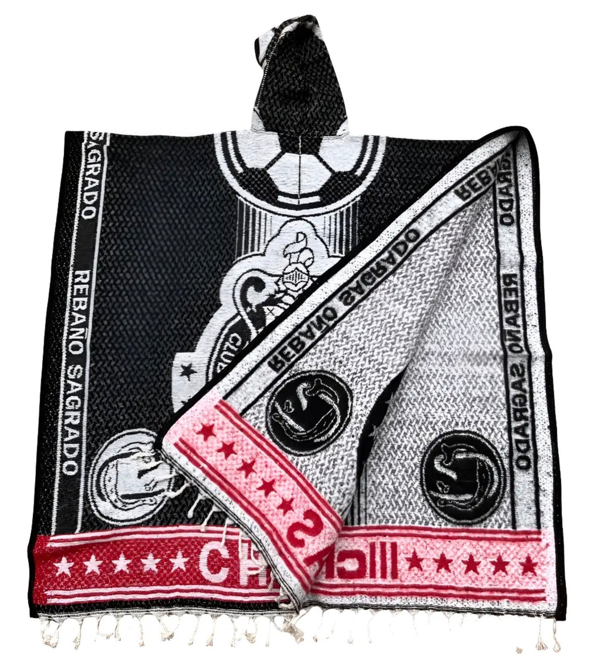 Chivas Guadalajara Jorongo Sarape Hoodie Artesanal Mexican Poncho Blue