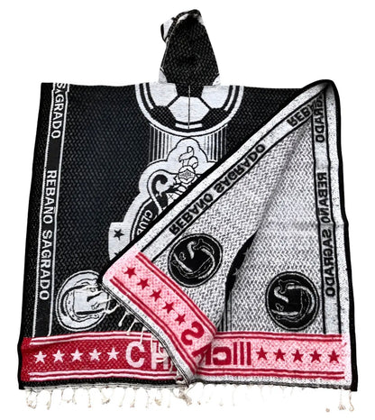 Chivas Guadalajara Jorongo Sarape Hoodie Artesanal Mexican Poncho Blue