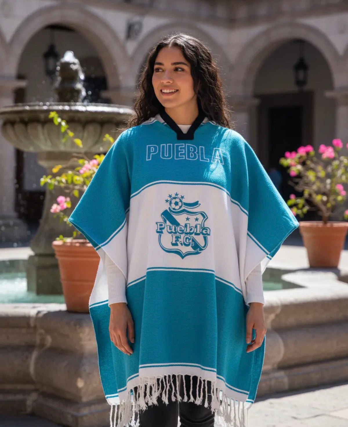 Puebla FC Jorongo Sarape Mexican Poncho Artesanal Winter
