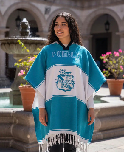 Puebla FC Jorongo Sarape Mexican Poncho Artesanal Winter