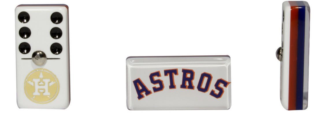 Professional Dominoes Set Cubilete Houston Astros in Faux Leather Box Space City