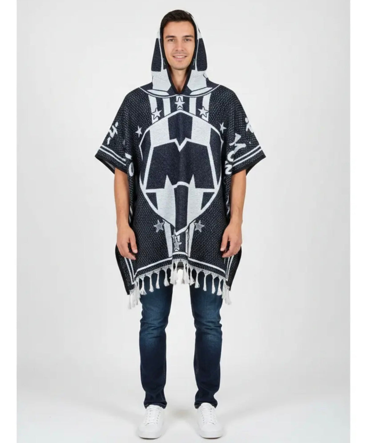 Monterrey Rayados Jorongo Sarape Mexican Poncho Artesanal Winter