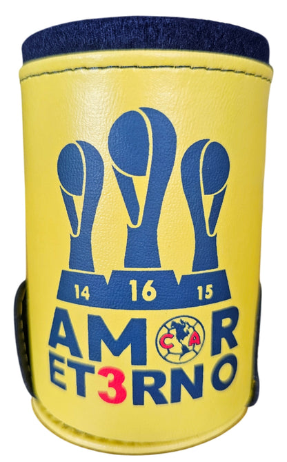 Dominoes Aguilas Del America: Domino + Cubilete Tricampeon In Faux Leather Case