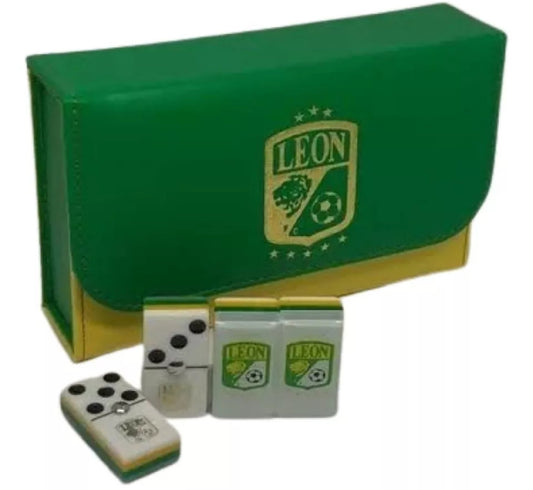 Dominoes Set Club Leon in Faux Leather Box Domino Leones La Fiera