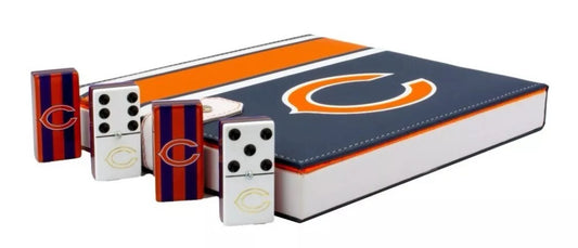 Dominoes Set Chicago Bears With Faux Leather Case Domino + Cubilete Game