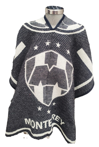 Monterrey Rayados Jorongo Sarape Mexican Poncho Artesanal Winter Invierno