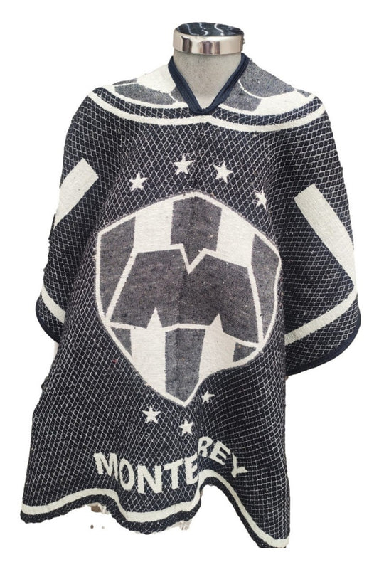 Monterrey Rayados Jorongo Sarape Mexican Poncho Artesanal Winter Invierno