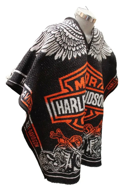 Harley Davison Jorongo Sarape Hoodie Artesanal Mexican Poncho