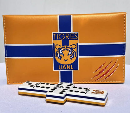 Dominoes Set Club Tigres UANL in Faux Leather Box. Domino