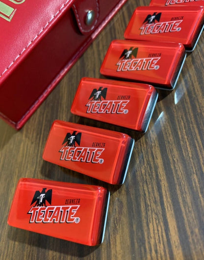 Dominoes Set Cerveza Tecate in Faux Leather Case Domino