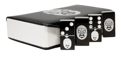 Dominoes Set Lucha Libre Hijo Del Santo México in Faux Leather Case Domino