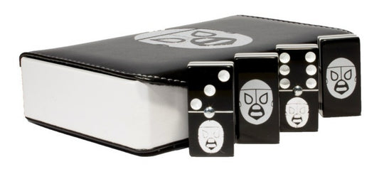 Dominoes Set Lucha Libre Hijo Del Santo México in Faux Leather Case Domino