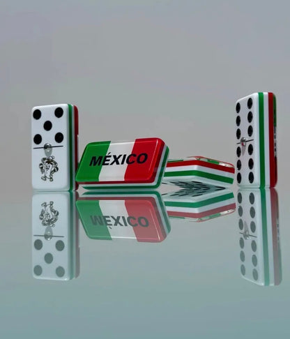 Mexico Premium Jumbo Dominoes Set in Faux Leather Case Domino Azteca