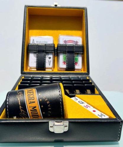 Negra Modelo Dominoes Casino Set Dominoes Set + Cubilete + 2 Barajas/Poker Cards Set