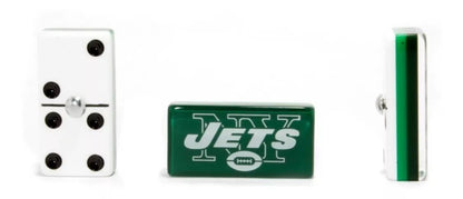 Dominoes Set + Cubilete New York Jets in Faux Leather Box. Dice set