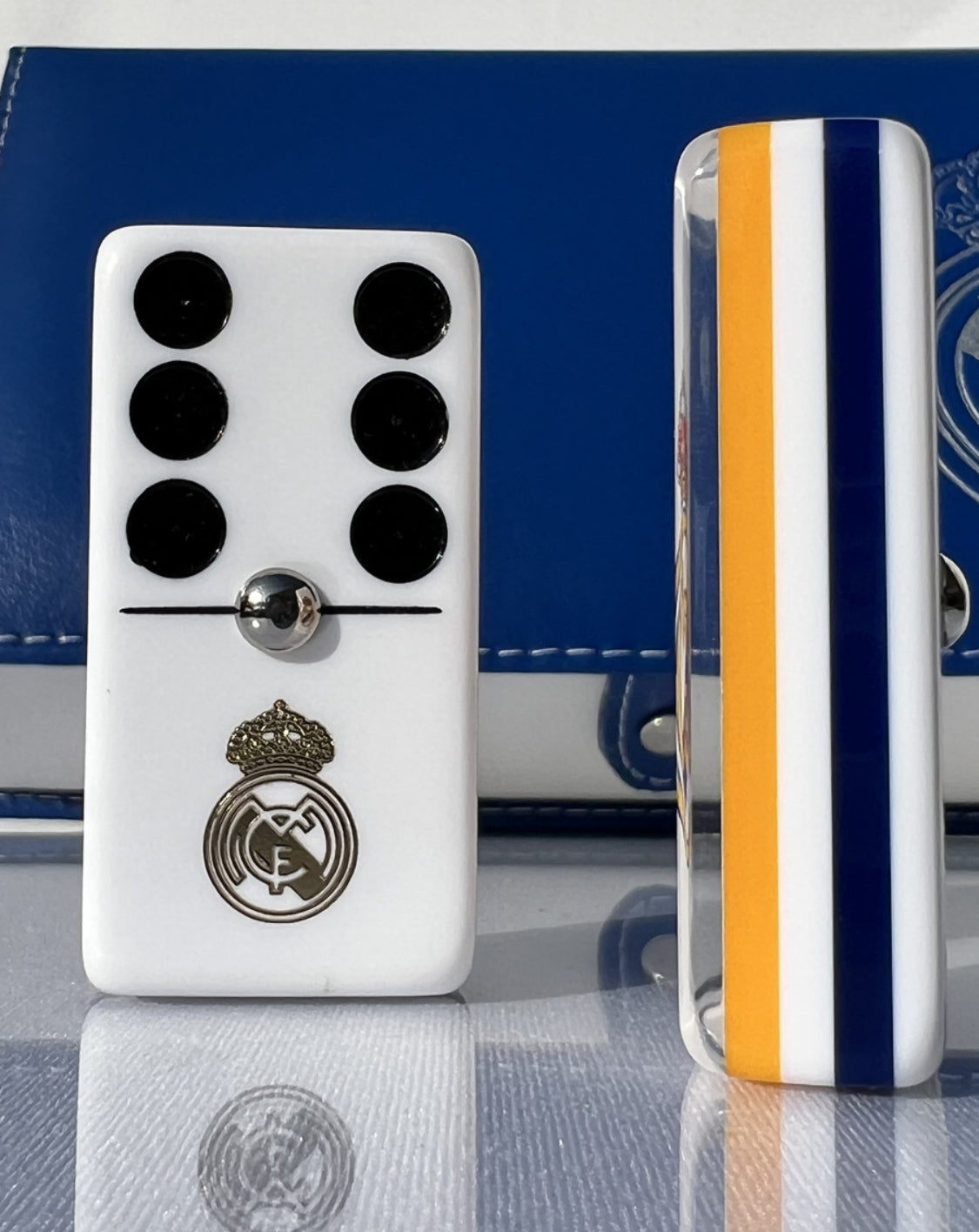 Dominoes Set Real Madrid España in Beautiful Faux Leather Case Domino Jumbo