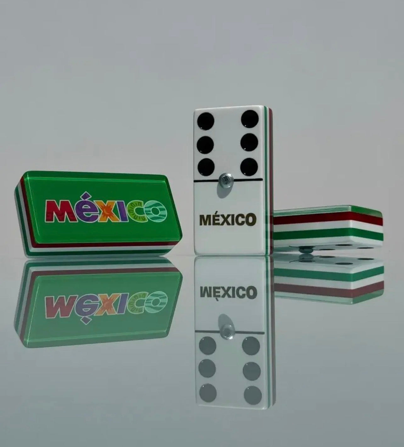 Mexico Premium Jumbo Dominoes Set in Faux Leather Case Domino