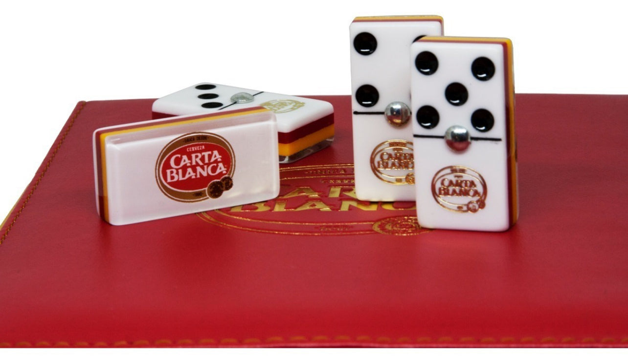 Dominoes Set "Carta Blanca" in Faux Leather Case Domino